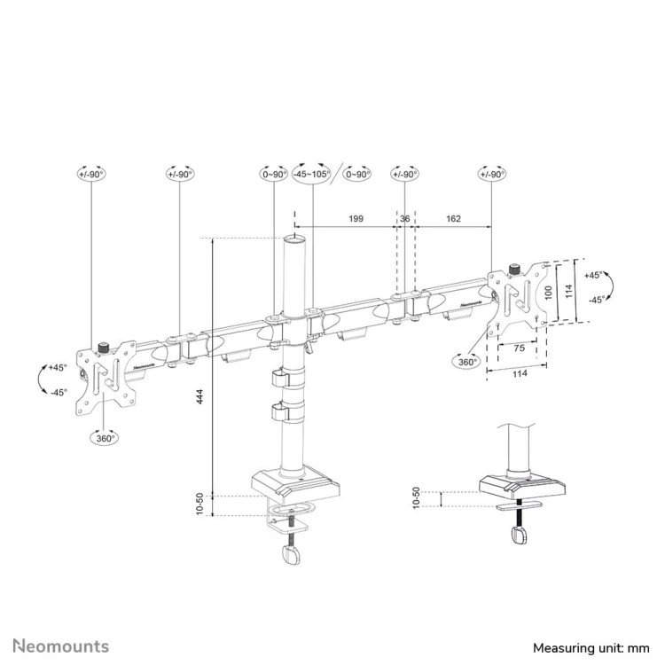Uchwyt do monitora na biurko / Dual DS60-600BL2 NEOMOUNTS