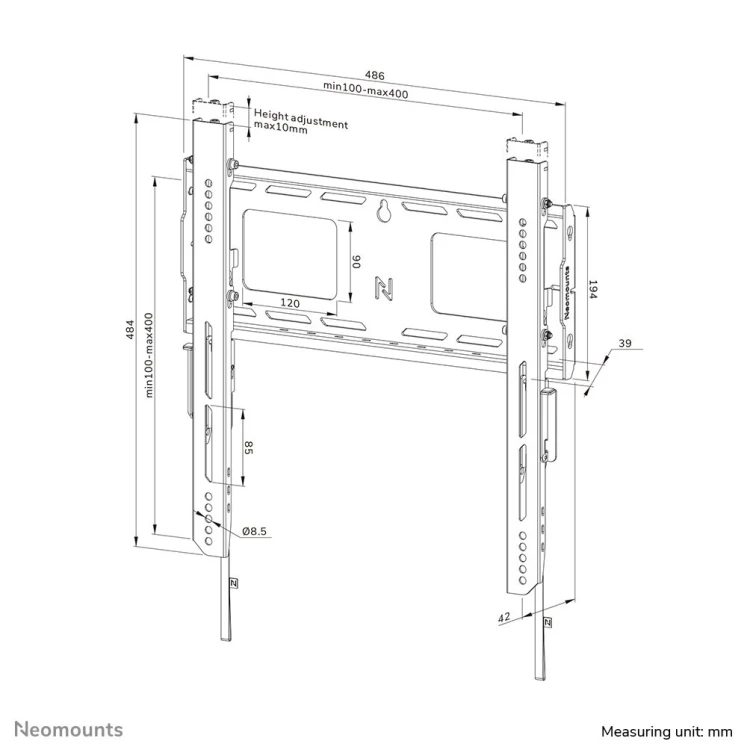 Neomounts WL30-750BL14 uchwyt do telewizorów 190,5 cm (75") Czarny