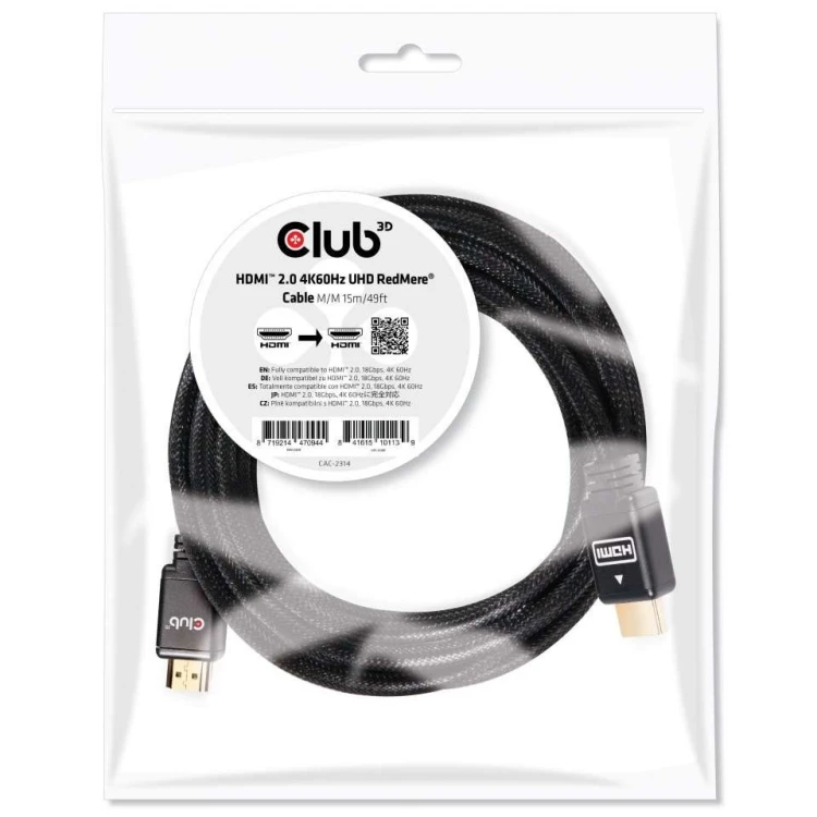 CLUB 3D CAC-2314 HDMI 2.0 4K60Hz RedMere cable 15m