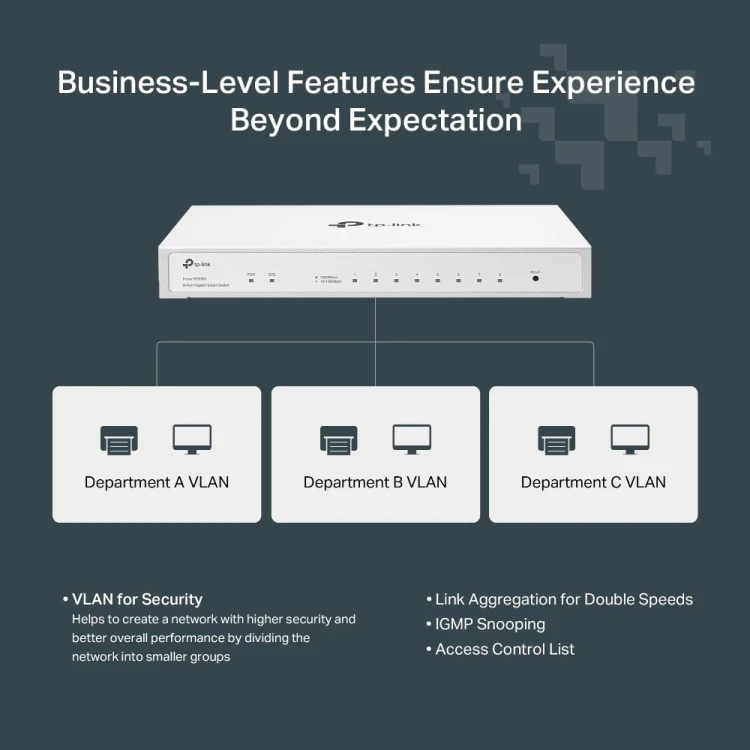TP-Link Festa FS308G Zarządzany L2/L2+ Gigabit Ethernet (10/100/1000) Obsługa PoE Biały
