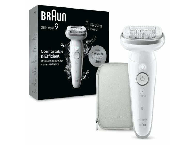 Depilator Braun Silk-épil 9 9-011, srebrny, biały, 40 pęsety, MicroGrip, 0,5 mm, bateria, wbudowana bateria