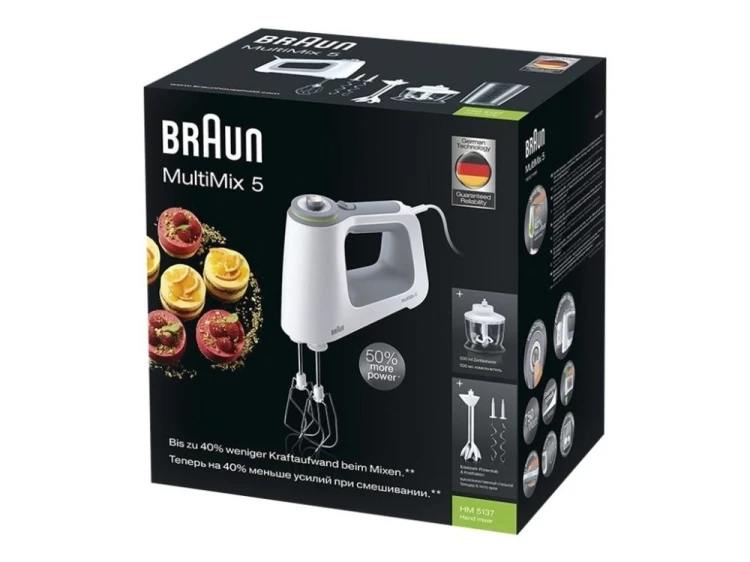 Mikser ręczny Braun MultiMix 5 HM5137WH 750W Szaro-Biały