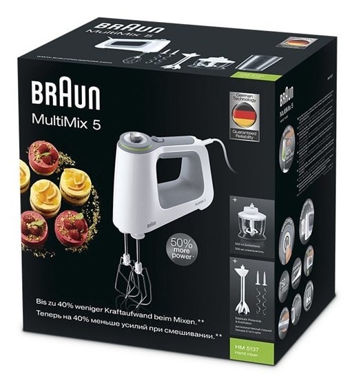 Mikser ręczny Braun MultiMix 5 HM5137WH 750W Szaro-Biały