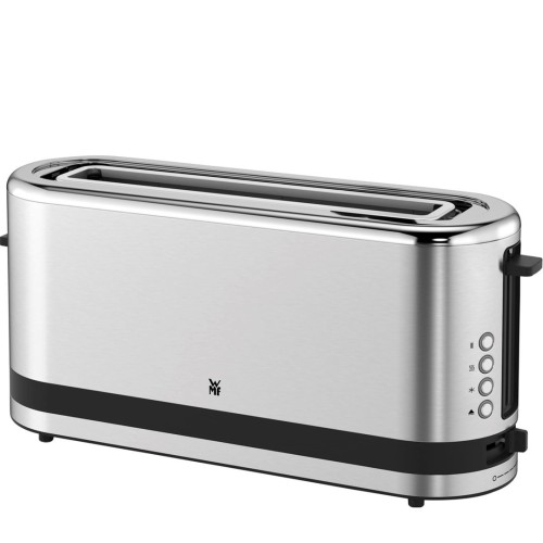 Toster WMF, 2 krążki, kolor srebrny, stal szlachetna, moc 900 W, napięcie wejściowe AC 220-240 V, częstotliwość 50/60 Hz, szerokość 366 mm, głębokość