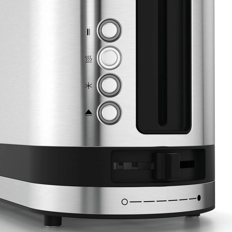 Toster WMF, 2 krążki, kolor srebrny, stal szlachetna, moc 900 W, napięcie wejściowe AC 220-240 V, częstotliwość 50/60 Hz, szerokość 366 mm, głębokość