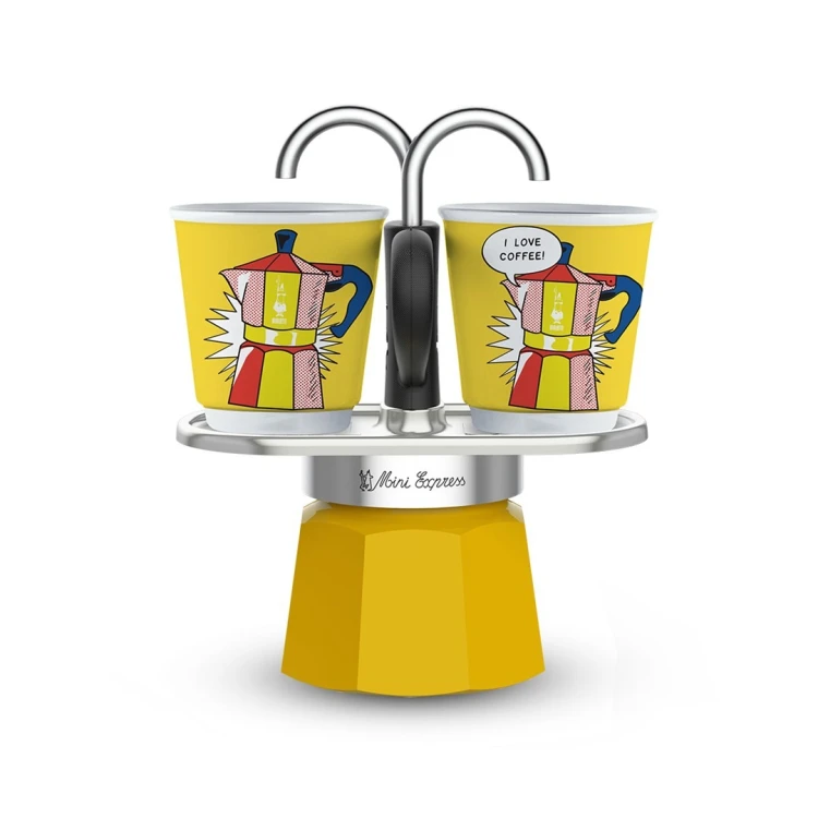 Zestaw ekspresu do kawy Bialetti Mini Express Lichtenstein + 2 filiżanki espresso