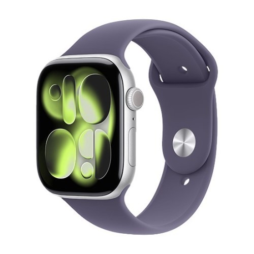Zegarek Apple Watch Series 11 (2025) GPS 46mm Srebrna aluminiowa koperta ze sportowym paskiem M/L - Purple Fog