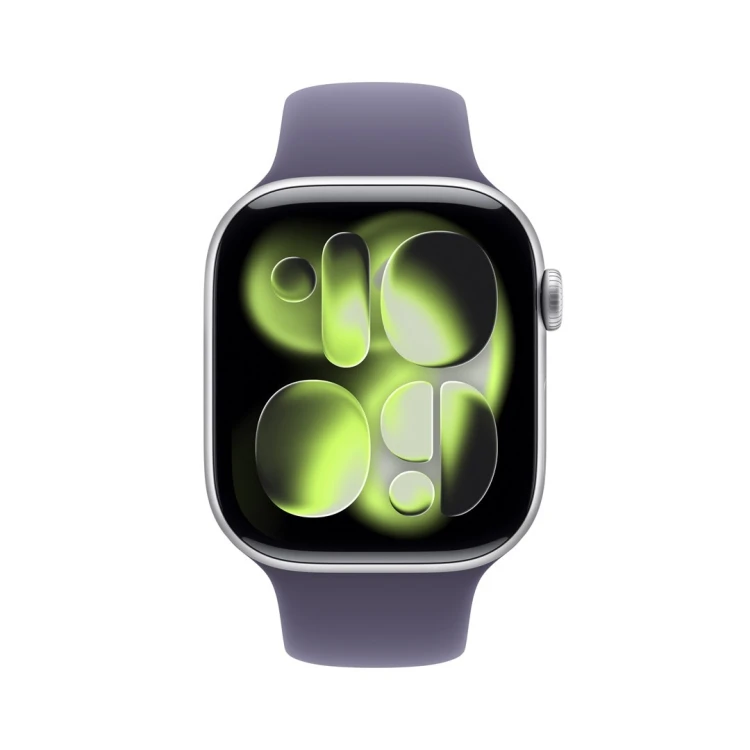 Zegarek Apple Watch Series 11 (2025) GPS 46mm Srebrna aluminiowa koperta ze sportowym paskiem M/L - Purple Fog