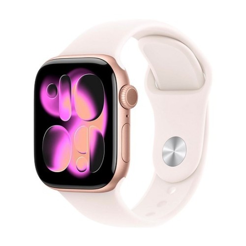 Zegarek Apple Watch Series 11 (2025) GPS 42mm Aluminiowa koperta w kolorze różowego złota ze sportowym paskiem S/M - Jasny rumieniec