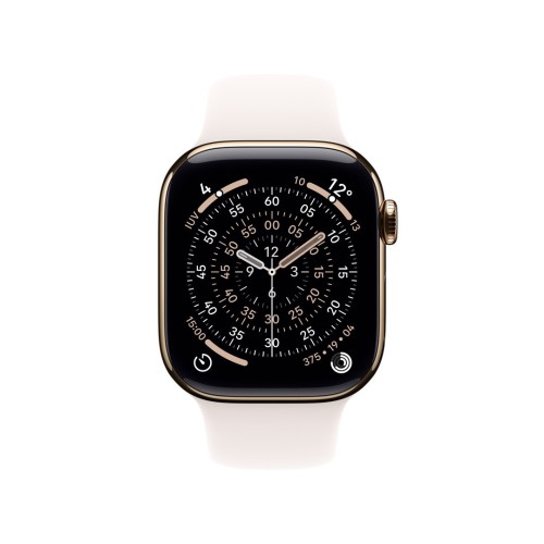 Apple Watch Series 11 GPS + Cellular 46 mm, złota tytanowa koperta z paskiem sportowym w kolorze jasnego rumieńca - M/L (MFD64ZR/A)