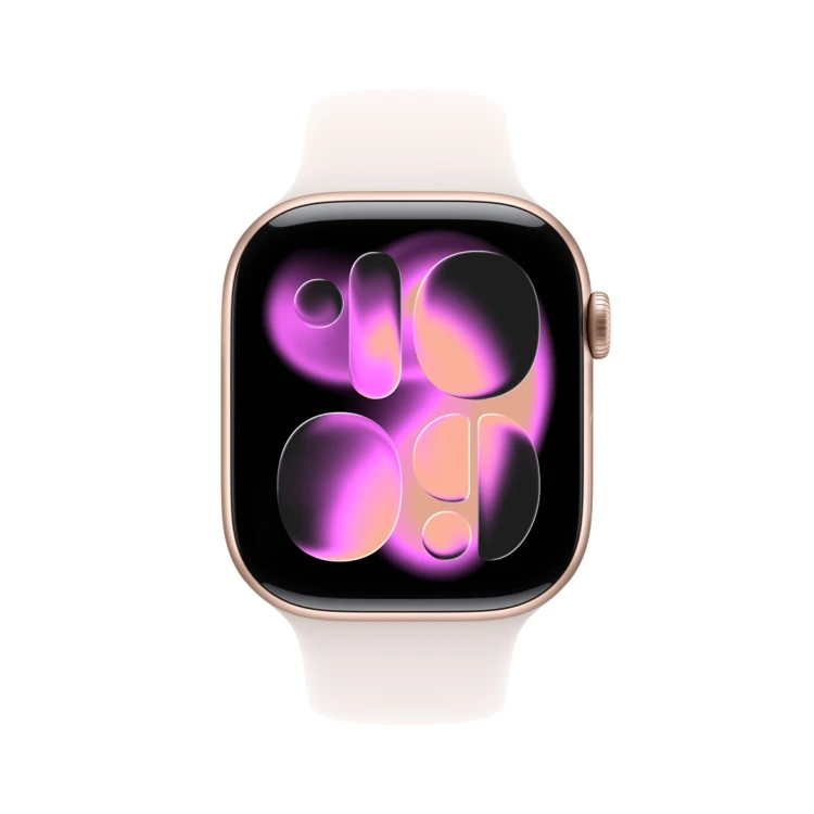 Zegarek Apple Watch Series 11 GPS 46mm aluminiowa koperta w kolorze różowego złota z paskiem sportowym w kolorze jasnego rumieńca - M/L