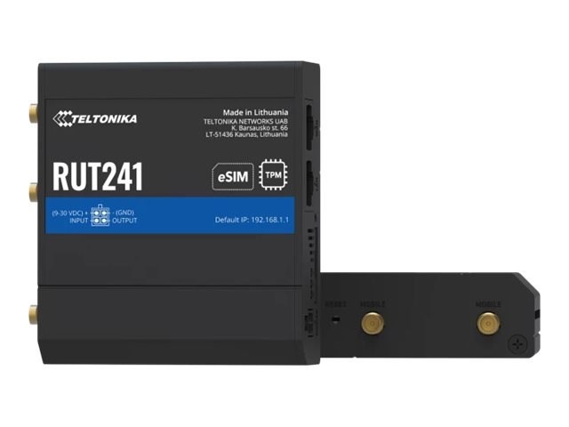 Przemysłowy router Teltonika RUT241 eSIM 4G LTE Cat 4, 2x RJ45 100Mb/s