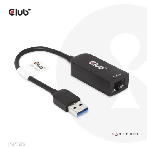 Karta sieciowa USB CLUB3D CAC-1420 (USB 3.2 Gen1 Type A to RJ45 2.5Gbps Adapter)