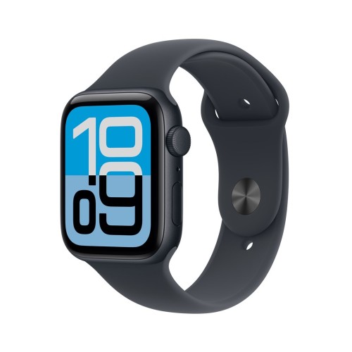 Apple Watch SE 3 GPS 44 mm aluminiowa koperta w kolorze Midnight z paskiem Midnight Sport Band – rozmiar S/M