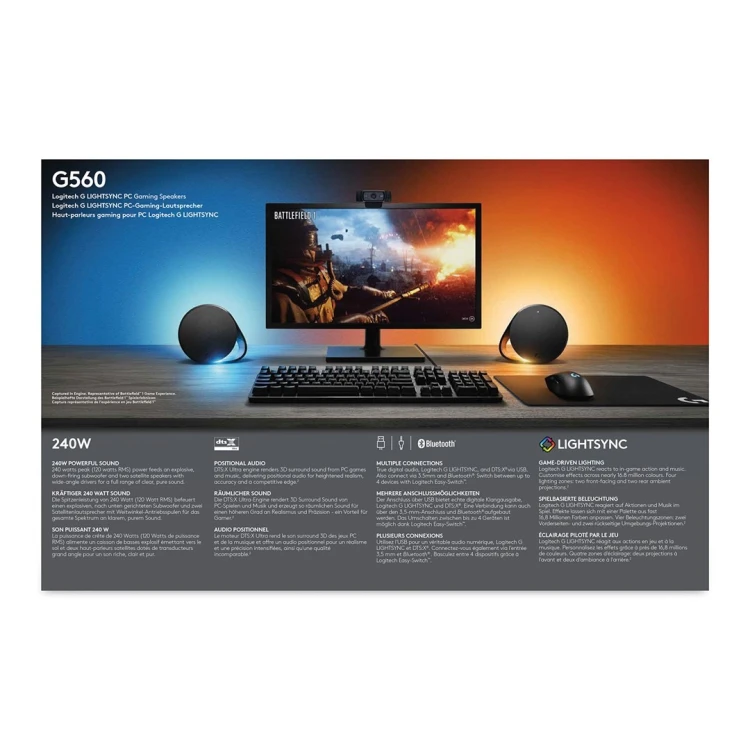 Logitech G G560 zestaw głośników 120 W PC/Laptop Czarny 2.1 kan. 30 W Bluetooth
