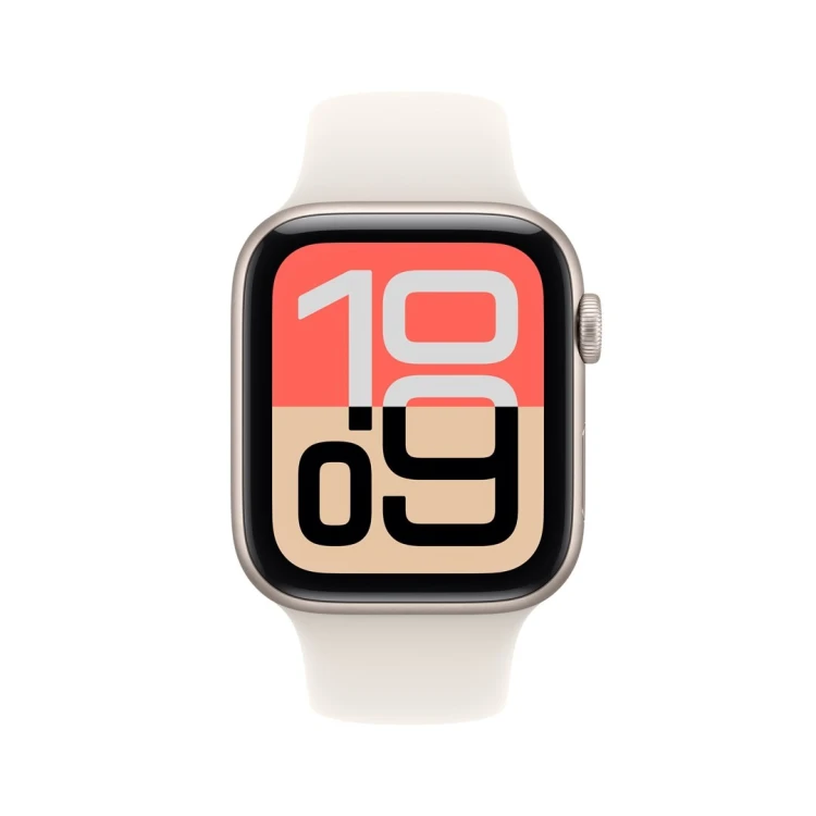Zegarek Apple Watch SE 3 GPS 44 mm, aluminiowa koperta Starlight z paskiem Starlight Sport Band – S/M