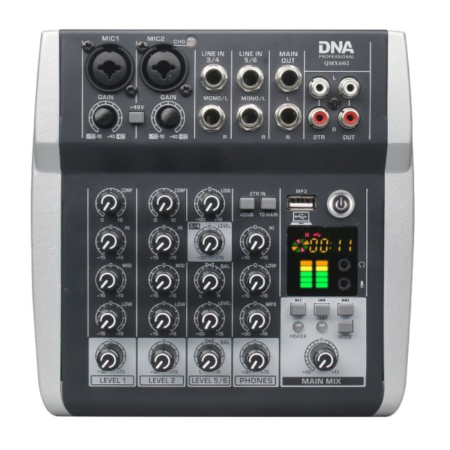 DNA QMX602 analogowy mikser dźwięku 6 kanałów Blue
