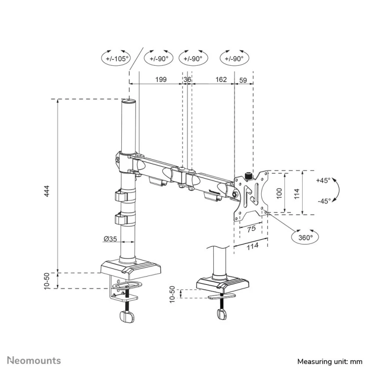 Uchwyt biurkowy do monitorów 10-32 cali Neomounts DS60-600BL1
