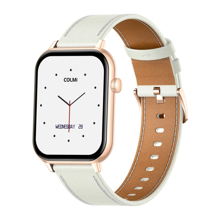 Smartwatch COLMI C28 Złoty + biały skórzany pasek
