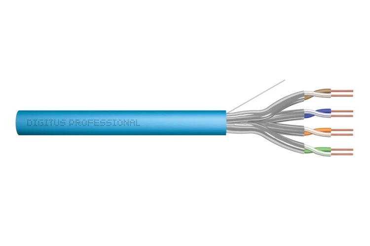 Kabel instalacyjny DIGITUS kat.6A, U/FTP, Eca, AWG 23/1, LSOH, 305m, niebieski, karton