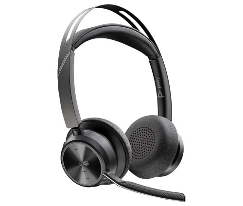 POLY Zestaw słuchawkowy Voyager Focus 2 z certyfikatem Microsoft Teams USB-C-C + przejściówka USB-C/A + podstawka ładująca