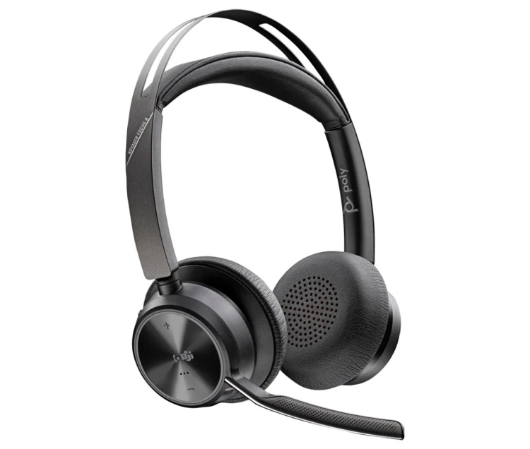 POLY Zestaw słuchawkowy Voyager Focus 2 z certyfikatem Microsoft Teams USB-C-C + przejściówka USB-C/A + podstawka ładująca