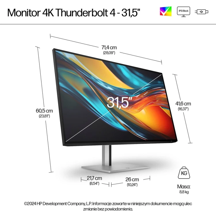 HP Monitor Pro seria 7 4K Thunderbolt 4 – 732pk, 31,5”