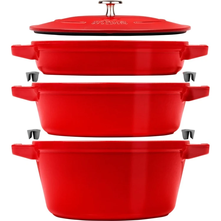Staub La Cocotte Okrągły Żeliwo Naczynie do pieczenia - ZESTAW 3 SZTUK
