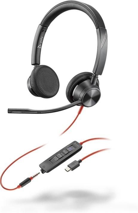 Słuchawki przewodowe POLY Blackwire 3325 Stereo Microsoft Teams Certified USB-C Headset 3.5mm Plug USB-C/A Adapter Przewodowa Opaska na głowę Biuro/ce
