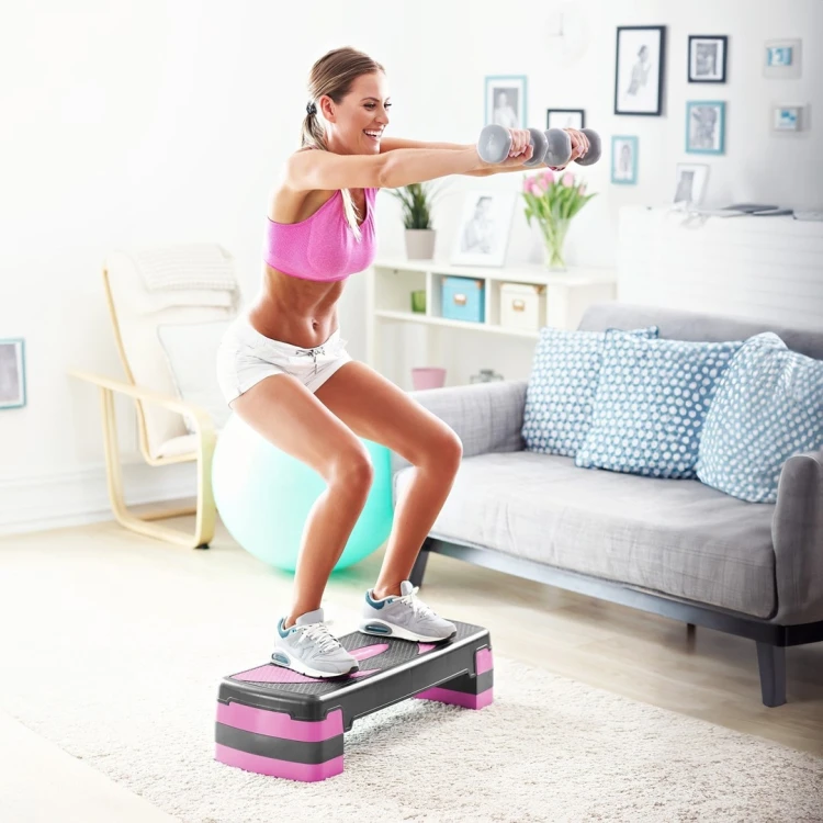 REBEL ACTIVE STEP DO AEROBIKU I ĆWICZEŃ FITNESS, 3 STOPNIE, 78 CM, SZARO-FIOLETOWY RBA-3225-PU