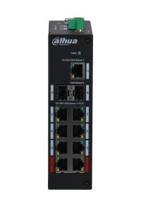 Przełącznik Dahua Technology PFS3211-8GT-120-V2, PoE, gigant sieciowy, montaż na biurku/ścianie, czarny