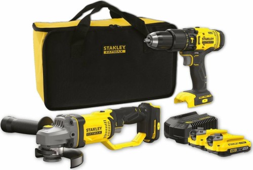 Zestaw STANLEY SFMCK471D2S-QW (wiertarko-wkrętarka SFMCD711 + szlifierka kątowa V20 SFMCG400 + 2x akumulator 2,0Ah + ładowarka 2A + torba)