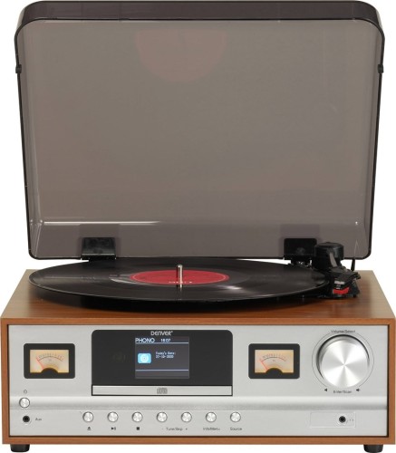 Retro wieża stereo Denver MRD-52 z gramofonem light wood