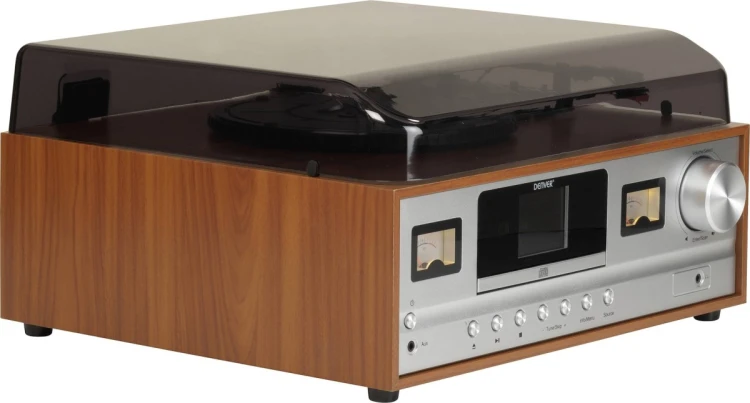 Retro wieża stereo Denver MRD-52 z gramofonem light wood