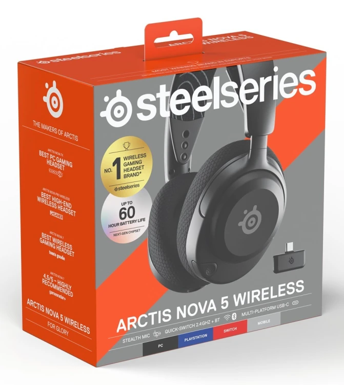 Seria SteelSeries | Zestaw słuchawkowy do gier | Arctis Nova 5 | Łączność Bluetooth | Nauszne | Mikrofon | Redukcja szumów | Łączność bezprzewodowa |