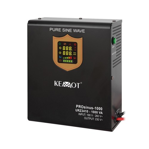 Zasilacz awaryjny naścienny KEMOT PROsinus-1000  przetwornica z czystym przebiegiem sinusoidalnym i funkcją ładowania  12V 230V 1000VA/700W