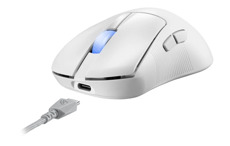 ASUS ROG Keris II Ace Wireless AimPoint White myszka Gaming Po prawej stronie RF Wireless + Bluetooth + USB Type-A Optyczny 42000 DPI