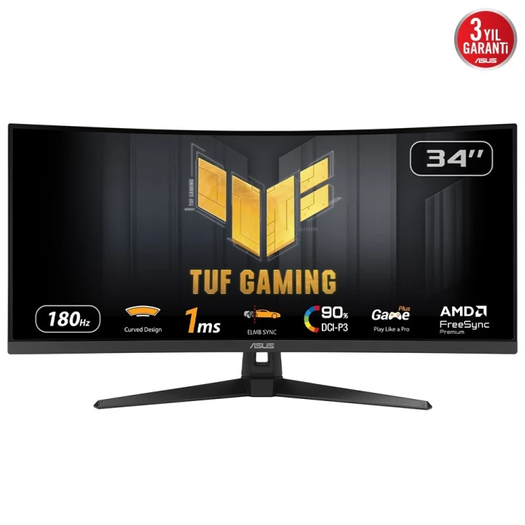 ASUS TUF Gaming VG34VQ3B monitor komputerowy 86,4 cm (34") 3440 x 1440 px UltraWide Quad HD LED Czarny