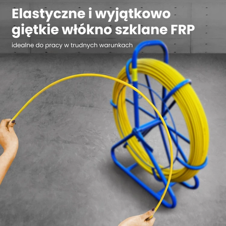 Extralink Pilot 8mm 50m | Pilot do przeciągania kabli | włókno szklane FRP, śr. 8mm, dł. 50m, żółty