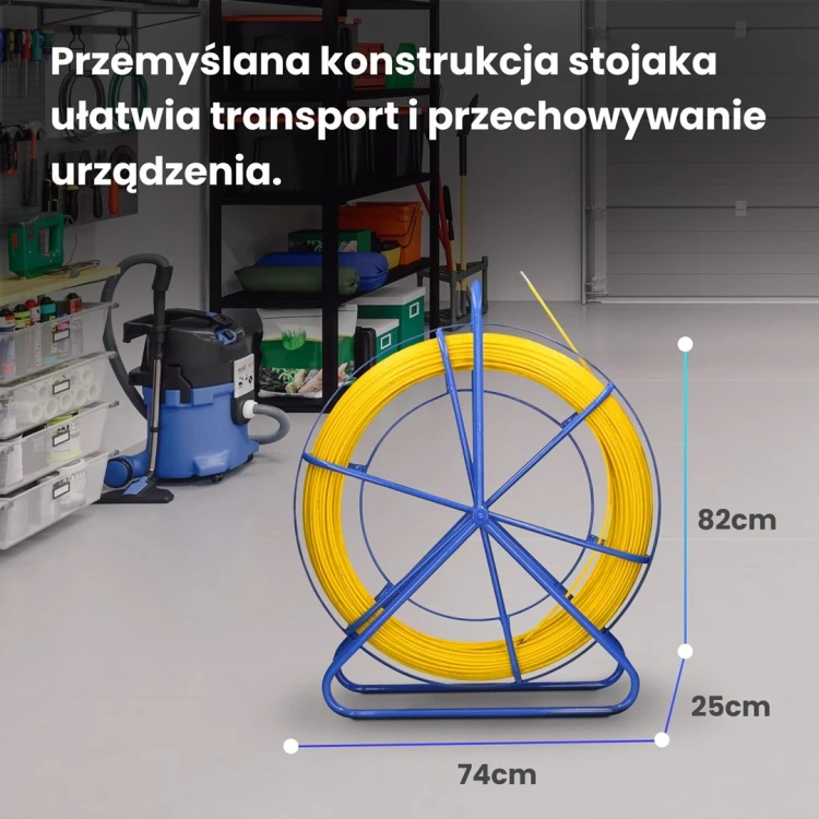 Extralink Pilot 8mm 50m | Pilot do przeciągania kabli | włókno szklane FRP, śr. 8mm, dł. 50m, żółty