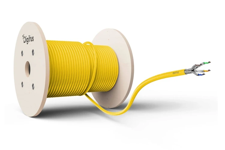 Digitus Kabel instalacyjny kat.7A, S/FTP, Dca-s1a d1 a1, AWG 22/1, LSOH, 1000m, żółty, szpula