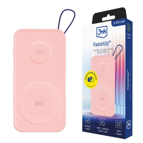 Powerbank 3mk PastelUp 10,000mAh 22.5W USB 1A1C - Pink