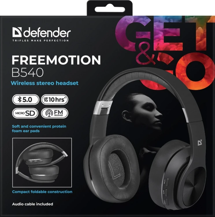 Słuchawki nauszne bluetooth z mikrofonem DEFENDER FREEMOTION B540 czarne