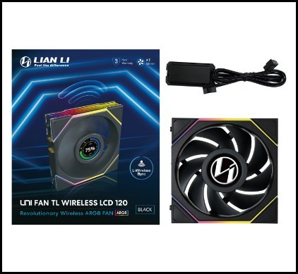 Wentylator Lian Li UNI FAN TL Wireless LCD Lüfter, ARGB, PWM - 120 mm, czarny