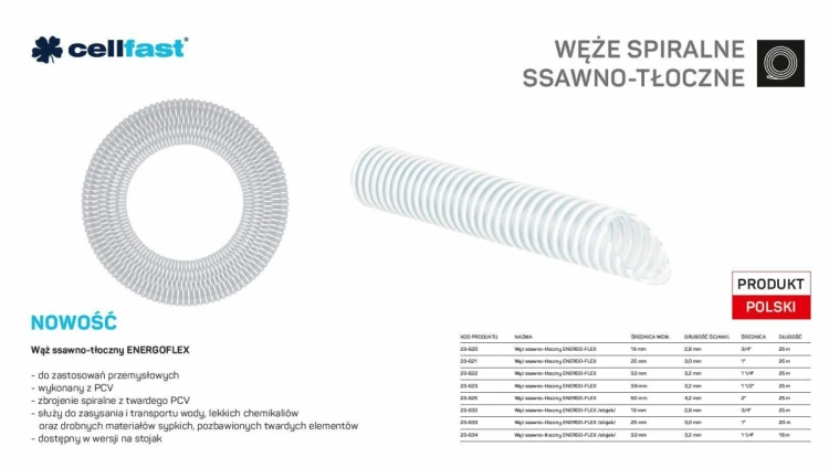 C.WĄŻ SSAWNO-TŁOCZNY DO POMP 38mm x 25mb BEZBARWNY ENERGO-FLEX