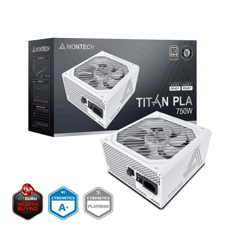 Zasilacz Montech Titan PLA 750W - 80 PLUS & Cybenetics Platinum, modularny, PCIe 5.1 - 750 Watt