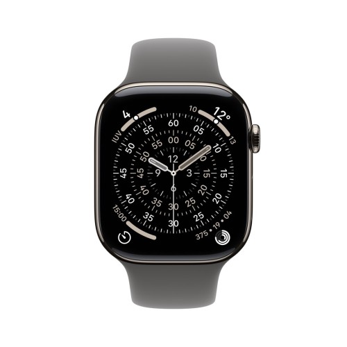 Apple Watch Series 11 GPS + Cellular 46mm koperta z naturalnego tytanu i sportowym paskiem w kolorze kamiennej szarości - S/M (MFCW4ZR/A)