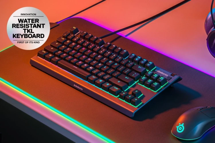 Klawiatura gamingowa SteelSeries Apex 3 Tenkeyless Klawiatura do gier Światło LED RGB Amerykańskie przewodowe przełączniki Whisper-Quiet