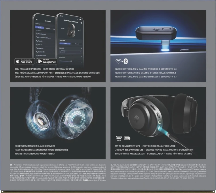 Słuchawki Steelseries Arctis Nova 3P Wireless for Playstation, Black