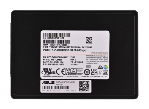 Dysk SSD Samsung PM893 480GB SATA 2.5" MZ7L3480HCHQ-00A07 (DWPD 1)